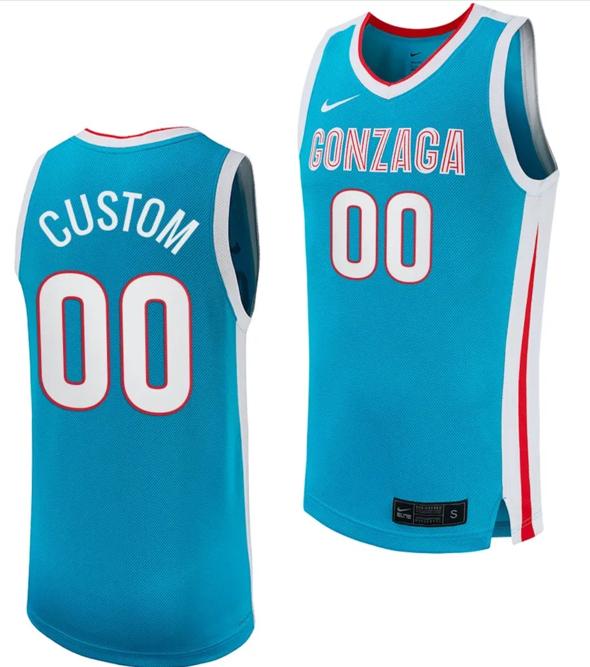 Men's Customized Gonzaga Bulldogs Jersey Name and Number Basketball uniform 2023-24 Turquoise