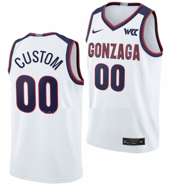 Men's Customized Gonzaga Bulldogs Jersey Name and Number College Basketball WCC White