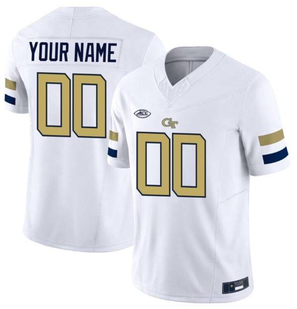 Men's Customized Georgia Tech Jersey Name and Number College Football Edition White