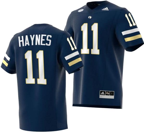 Men's Jamal Haynes Jersey #11 Georgia Tech Yellow Jackets 2023 Premier Football Uniform Navy