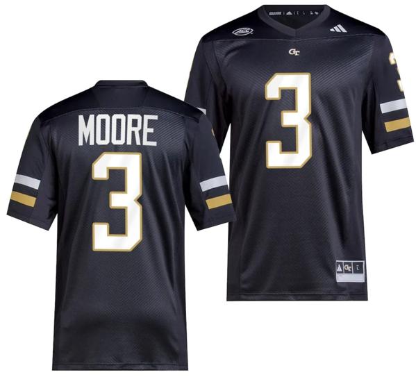 Men's DJ Moore Jersey #3 Georgia Tech Yellow Jackets 2023 Premier Football Uniform Black