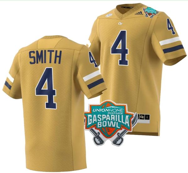 Men's Dontae Smith Jersey #4 Georgia Tech Yellow Jackets 2023 Gasparilla Bowl Patch Football Brown