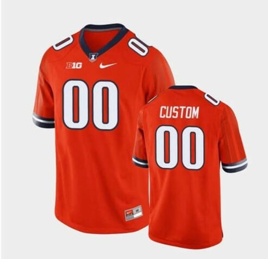 Men's Custom Illinois Fighting Illini Jersey Name Number Orange College Football