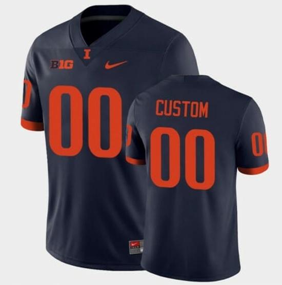 Men's Custom Illinois Fighting Illini Football Jersey Name Number Navy College