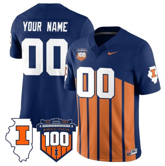 Men's Custom Illinois Fighting Illini Jersey Name and Number Vapor Limited College Football Stitched Throwback