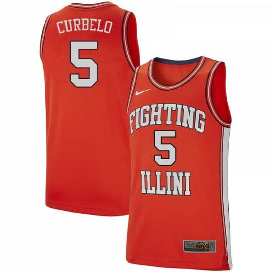 Men's Fighting Illini #5 Andre Curbelo Retro Orange Alumni Jerseys