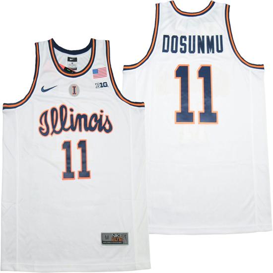 Men's Ayo Dosunmu Jersey Illinois Fighting Illini NCAA Basketball White #11