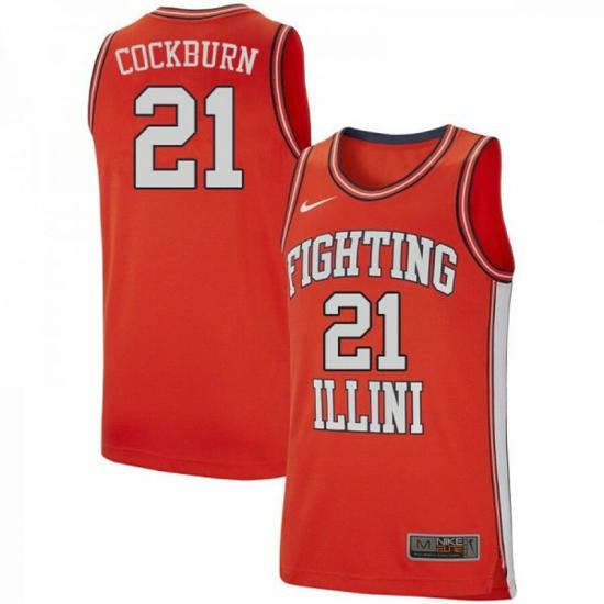 Men's Illinois Fighting Illini Kofi Cockburn Jersey #21 Retro Orange College Basketball Jerseys