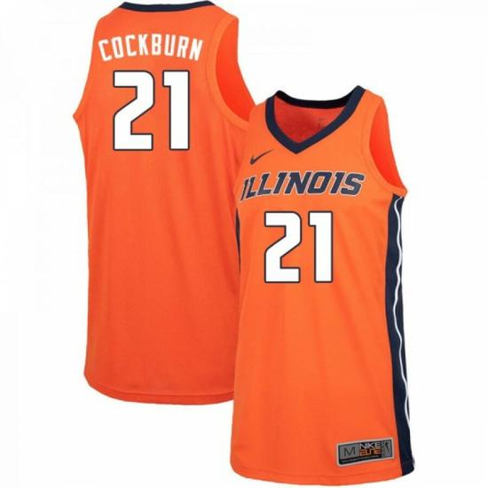 Mens Illinois Fighting Illini Kofi Cockburn #21 Orange NCAA Basketball Jerseys