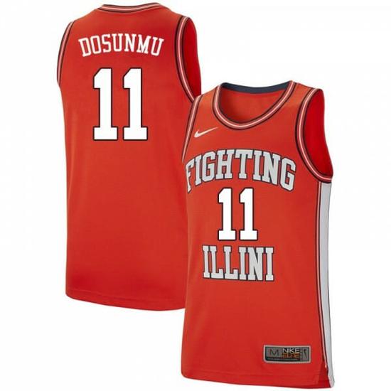 Men's Illinois Fighting Illini #11 Ayo Dosunmu Retro Orange Stitched College Basketball Jerseys