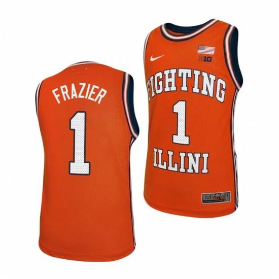 Men's Trent Frazier Jersey #1 Illinois Fighting Illini College Basketball Replica Jerseys - Orange