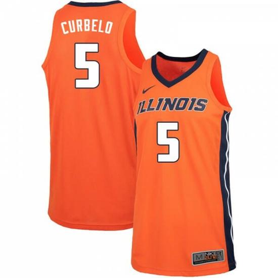 Men's Illinois Fighting Illini #5 Andre Curbelo Jersey Orange High School Jerseys