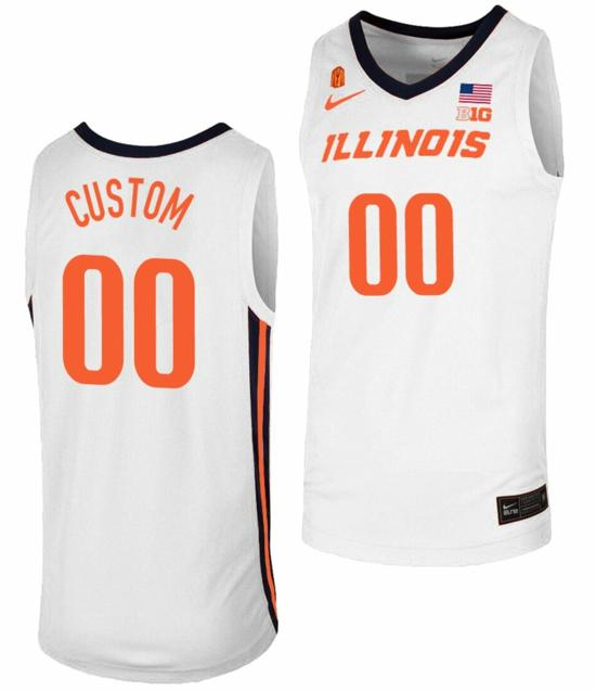 Men's Custom Illinois Fighting Illini Jersey Name and Number College Basketball Replica White