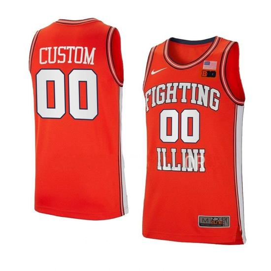 Men's Custom Illinois Fighting Illini Jersey Basketball College Name and Number Red