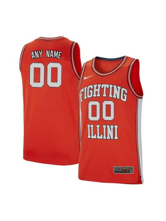 Men's Custom Illinois Fighting Illini Jersey College Basketball Name and Number Elite Orange Retro