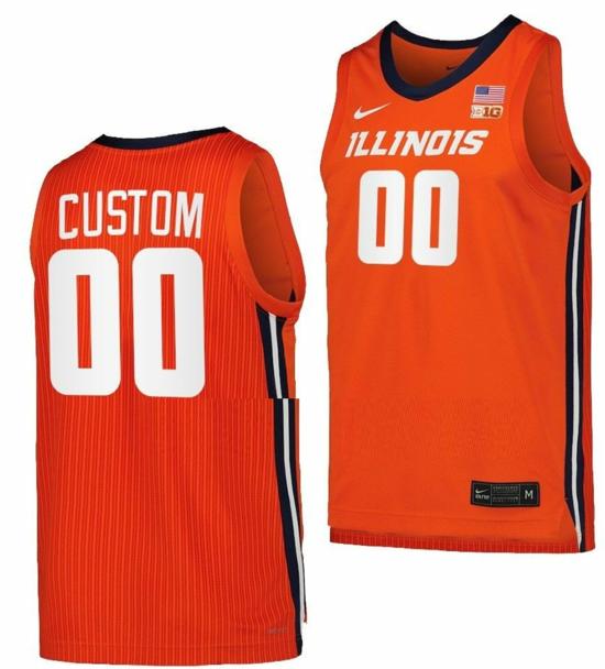 Men's Custom Illinois Fighting Illini Jersey Name and Number College Basketball Replica Orange