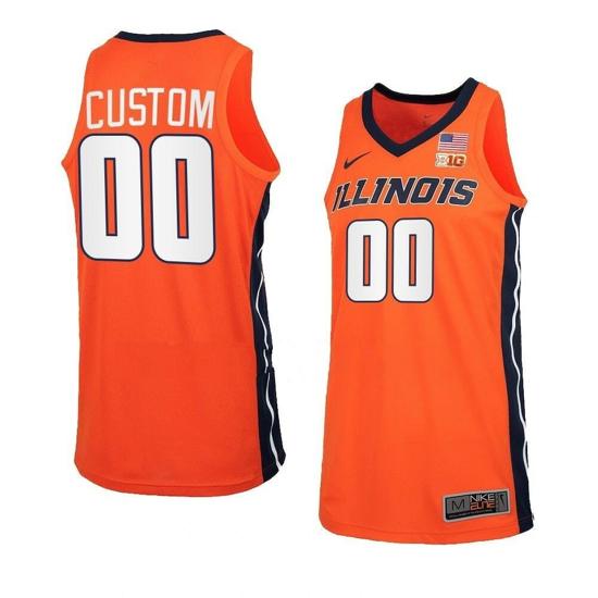 Men's Custom Illinois Fighting Illini Jersey Basketball College Name and Number Orange Black