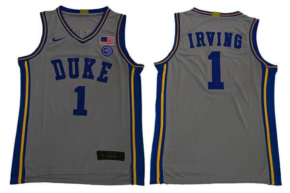 Men's Duke Blue Devils #1 Irving Basketball NCAA Basketball Jersey Grey