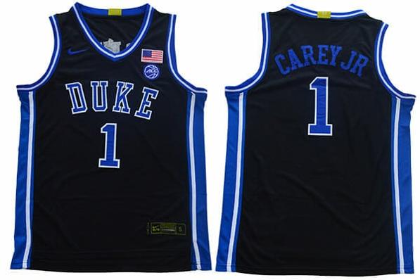 Men's Duke Blue Devils #1 Carey jr Basketball NCAA Basketball Jersey Black