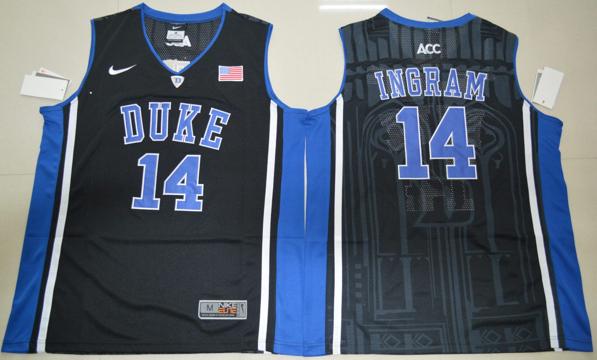 Men's Duke Blue Devils #14 Brandon Ingram Basketball NCAA Basketball Jersey Black Elite