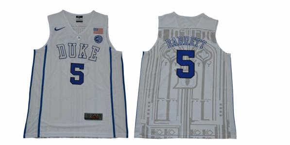 Men's Duke Blue Devils #5 Barrett Basketball NCAA Basketball Jersey New White