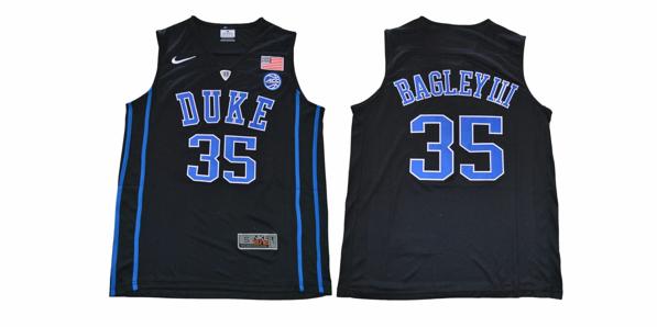 Men's Duke Blue Devils #35 Bagley III Basketball NCAA Basketball Jersey Black