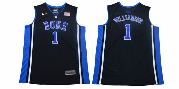 Men's Duke Blue Devils #1 Williamson Basketball NCAA Basketball Jersey Black Elite