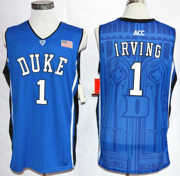 Men's Duke Blue Devils #1 Kyrie Irving Basketball NCAA Basketball Jersey Blue