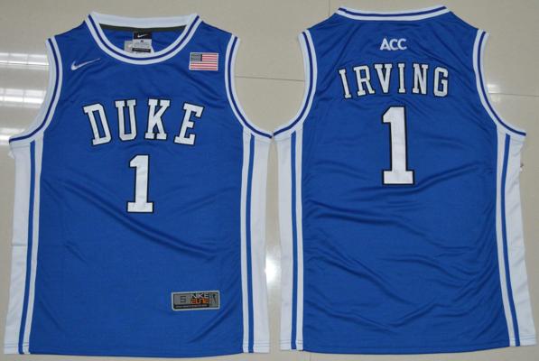 Men's Duke Blue Devils #1 Kyrie Irving Basketball NCAA Basketball Jersey Blue Vintage