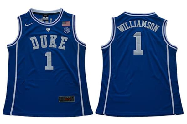 Men's Duke Blue Devils #1 Williamson Basketball NCAA Basketball Jersey Blue Round Neck