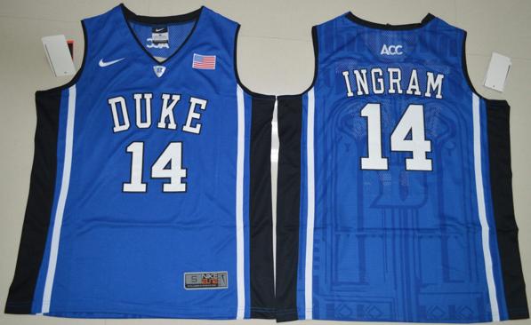 Men's Duke Blue Devils #14 Brandon Ingram Basketball NCAA Basketball Jersey Blue Elite