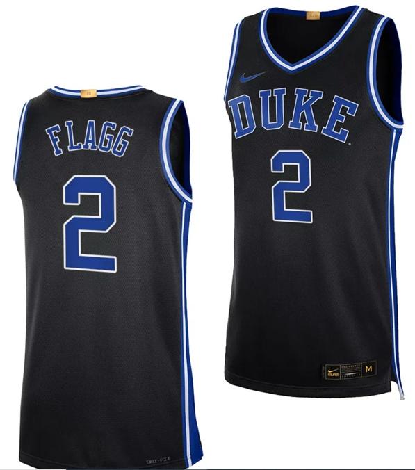 Men's Cooper Flagg Jersey #2 Duke Blue Devils College Basketball Black