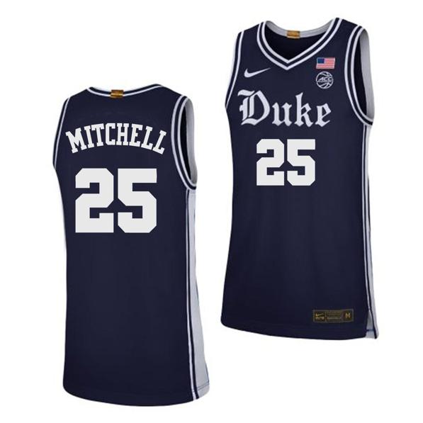 Men's Mark Mitchell Jersey #25 Duke Blue Devils College Basketball Navy