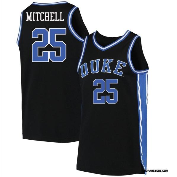 Men's Mark Mitchell Jersey #25 Duke Blue Devils College Basketball Black