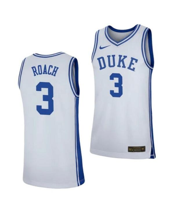 Men's Men's #3 Jeremy Roach Jersey Duke Blue Devils College Basketball Jerseys White