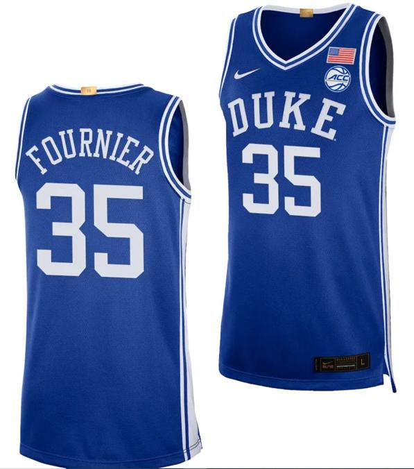 Men's Toby Fournier Jersey #35 Duke Blue Devils College Basketball Royal