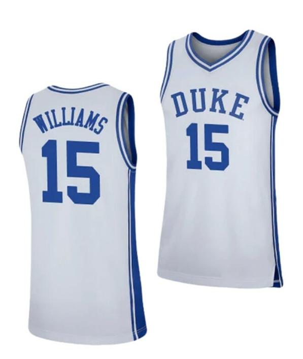 Men's Men's #15 Mark Williams Jersey Duke Blue Devils College Basketball Jerseys White