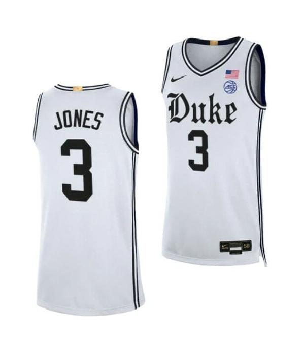 Men's Men's #3 Jeremy Roach Jersey Duke Blue Devils College Basketball Jerseys White Cameron