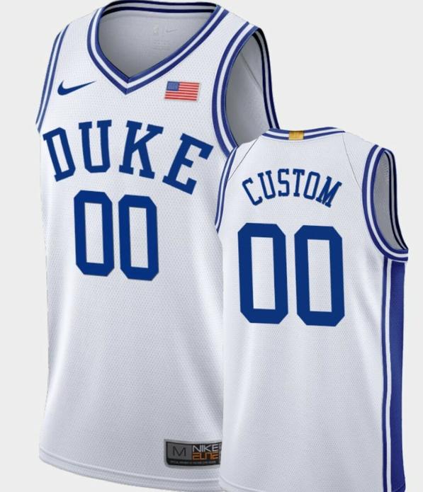 Men's Customized Duke Blue Devils Jersey Name And Number NCAA College Basketball White