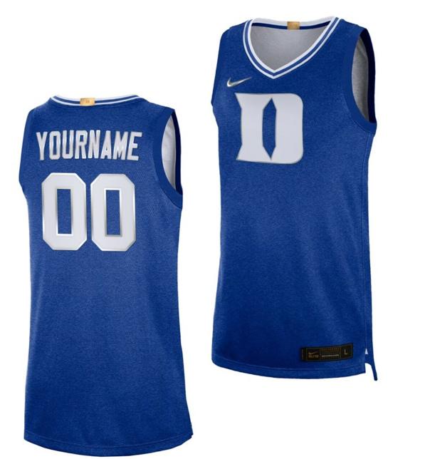 Men's Customized Duke Blue Devils Jersey Name And Number 100th Anniversary College Basketball Royal