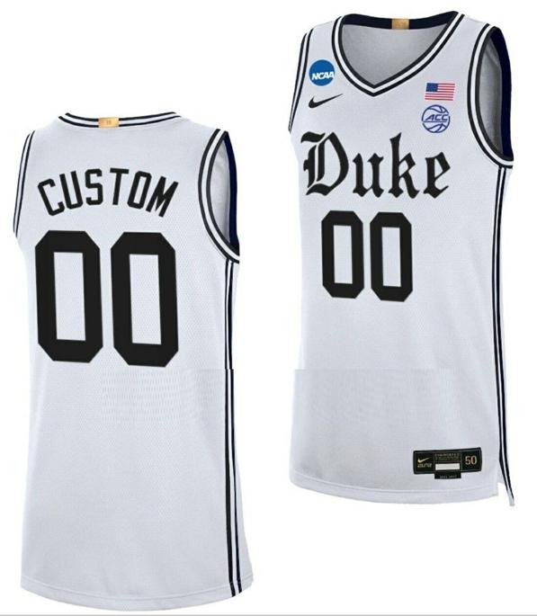 Men's Customized Duke Blue Devils Jersey Name And Number NCAA March Madness College Basketball White