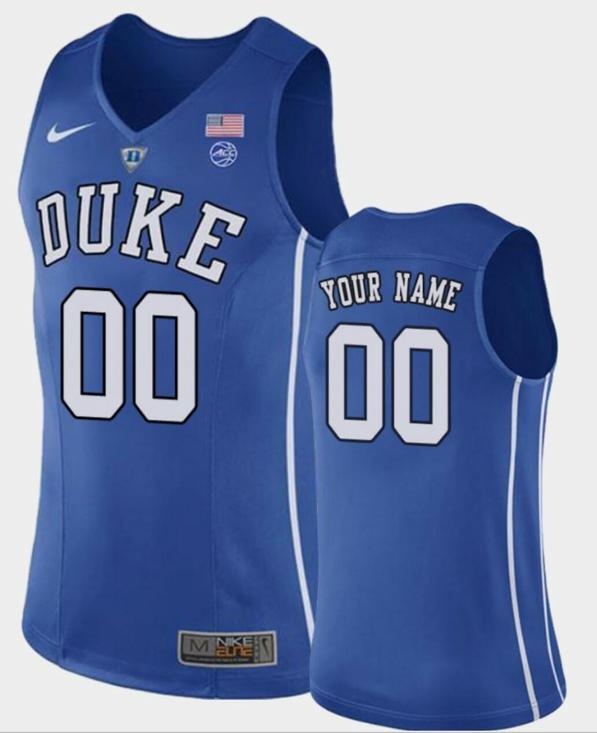 Men's Customized Duke Blue Devils Jersey Name And Number Performace College Basketball Royal