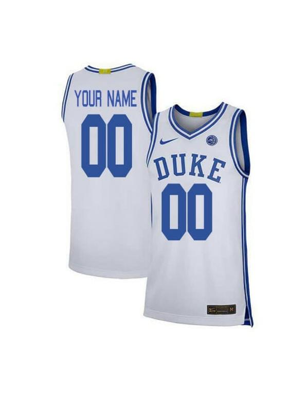 Men's Customized Duke Blue Devils Jersey College Basketball Name and Number Elite White Blue