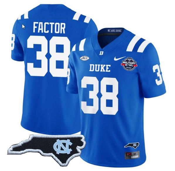 Men's Factor Jersey #38 Duke Blue Devils Football Limited Royal - NC State