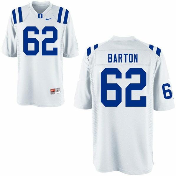 Men's Duke Blue Devils Graham Barton Jersey #62 College Football White