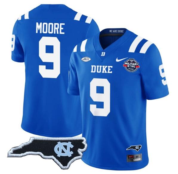 Men's Jaquez Moore Jersey #9 Duke Blue Devils Football Limited Royal - NC State