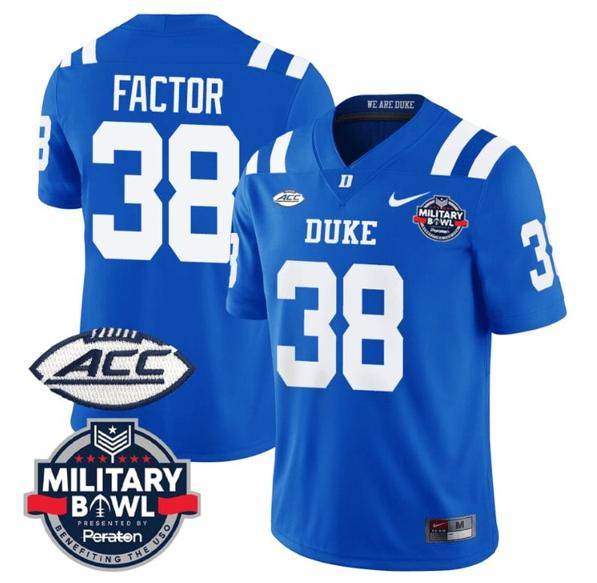 Men's Factor Jersey #38 Duke Blue Devils Football Limited Royal - Military Bowl