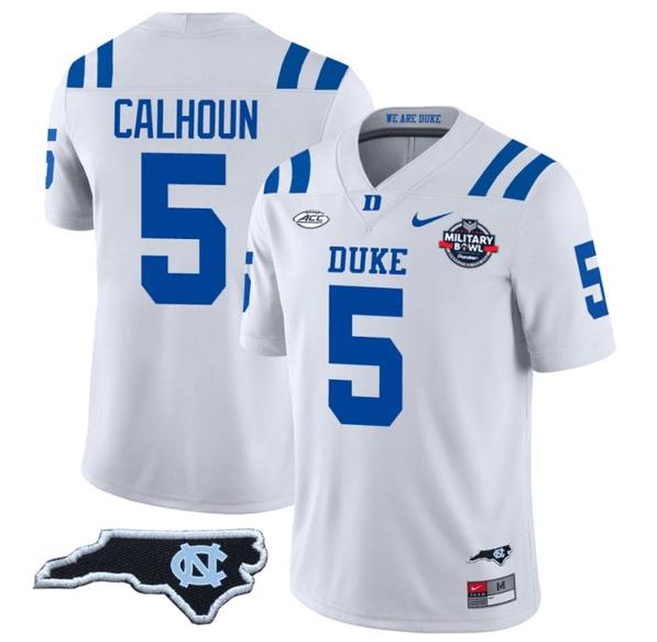 Men's Jalon Calhoun Jersey #5 Duke Blue Devils Football Limited White - NC State