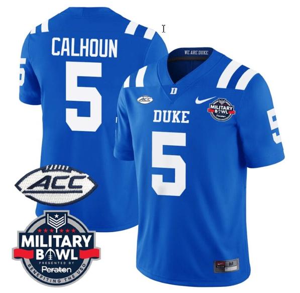 Men's Jalon Calhoun Jersey #5 Duke Blue Devils Football Limited Royal - Military Bowl