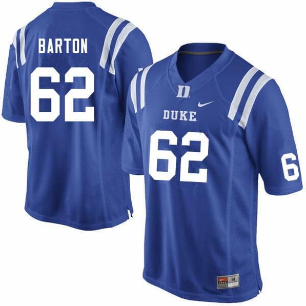 Men's Duke Blue Devils Graham Barton Jersey #62 College Football Blue